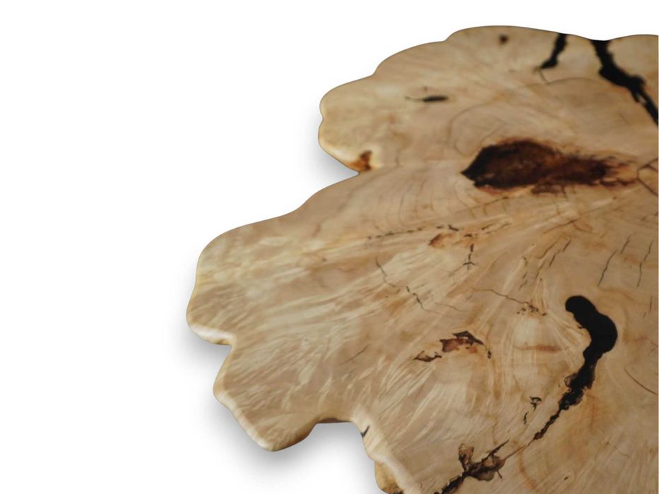 Stolik kawowy | plaster drewna | topola czeczot żywica | duży 96cm