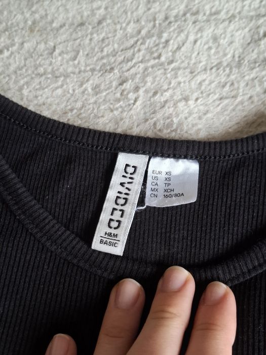 Czarny, bawełniany top H&M XS/S