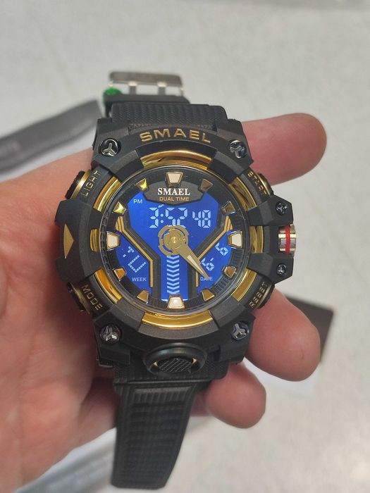 Мужские наручные спортивные часы Smael. Black-gold.