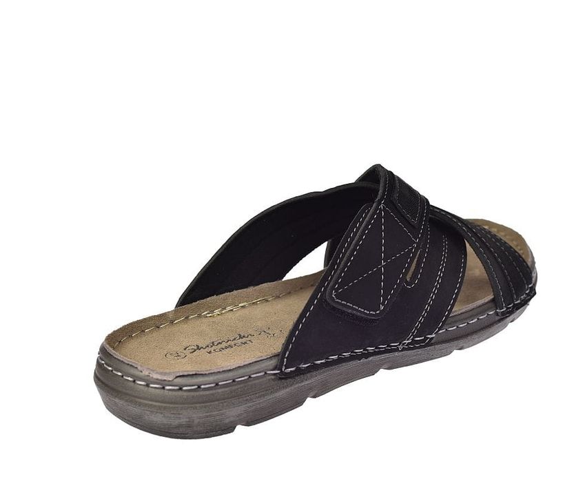 Klapki skórzane męskie sandały komfort KL-4-1293 BK roz. 44