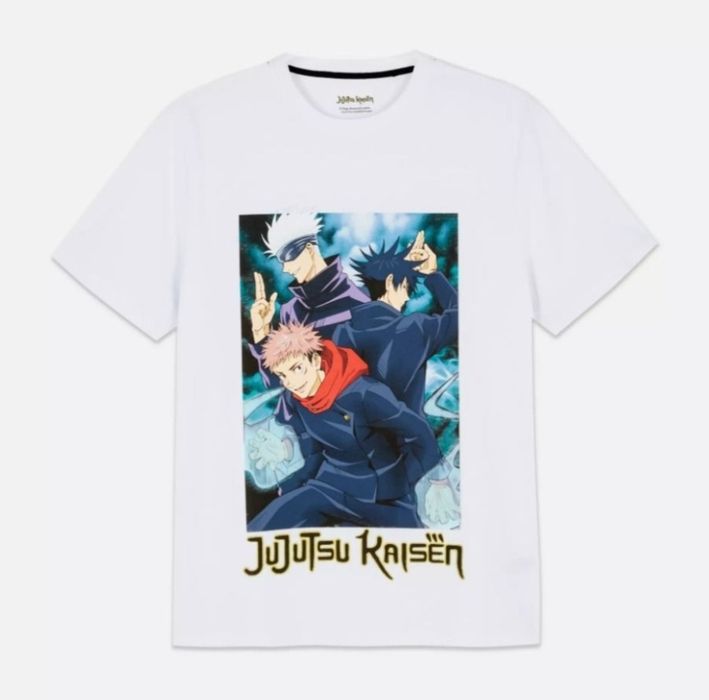 NOWA biała koszulka Jujutsu Kaisen Trio, rozm. XL