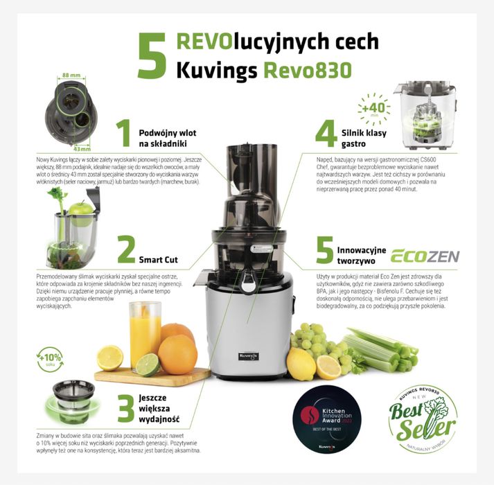 Soki DajGo z wyciskarki Kuvings AUTO 10S