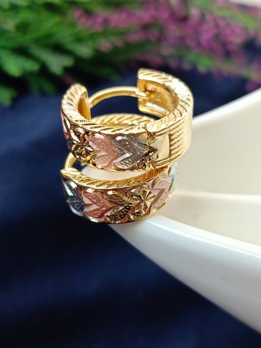 Bez niklu nowe złote różowe kolczyki klasyczne koła grube prezent