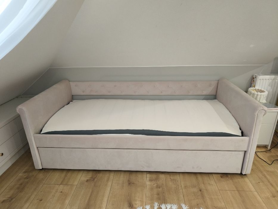 Łóżko wysuwane 90x200 pastelowy róż