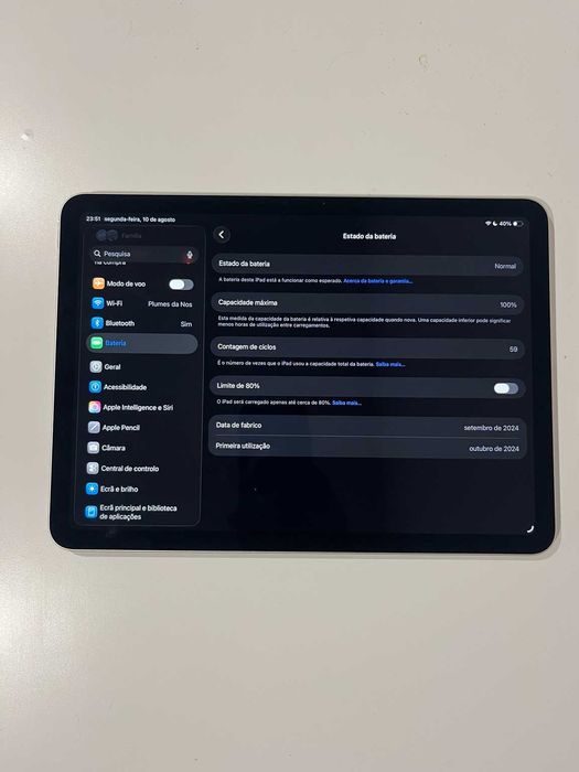 iPad Air 11" 128GB + Apple Pencil Pro + Capa | 100% Bateria Novo