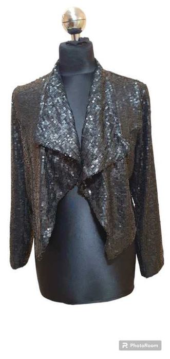 Żakiet marynarka narzutka cekiny czarna Atmosphere S/ M