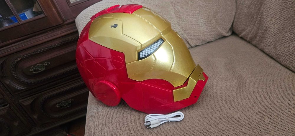 Capacete Eletrónico Homem de Ferro (Iron Man) MK5 - Abertura Automática Tátil (Com Caixa)