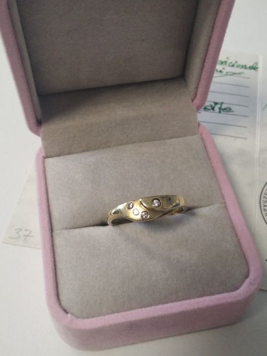 Złoty pierścionek z brylantami, złoto 585 rozm 18