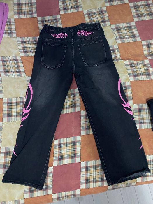Джинсы y2k нефорские широкие emo jadedlondon jeans pink