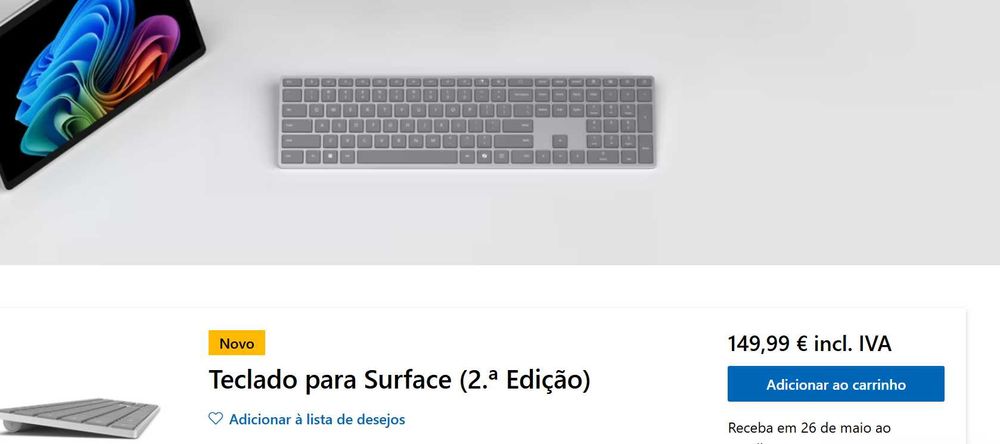Vendo Teclado Microsoft Surface (2.ª Edição) – bom estado