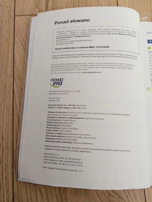 Ponad Słowami 2 Podręcznik do języka polskiego część 1
