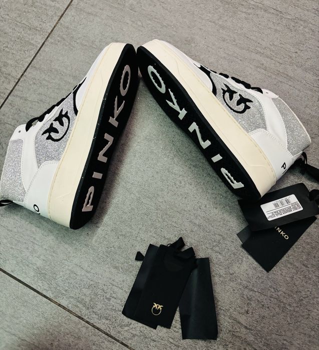 PINKO Detroit Sneakers – skóra – 37 – white/silver