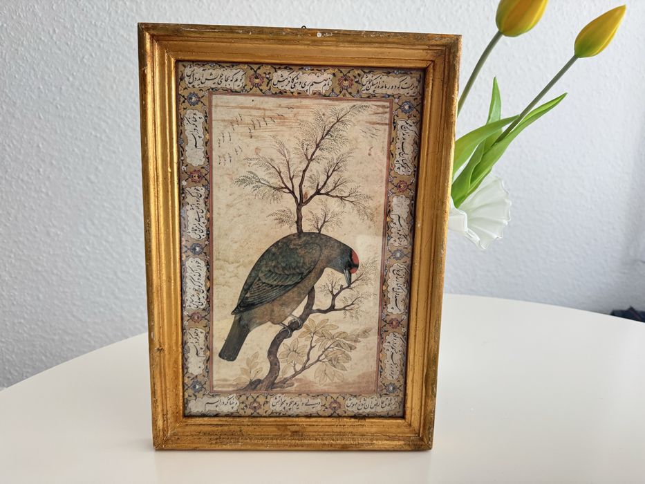 Obraz w starej ramie motyw ptaka