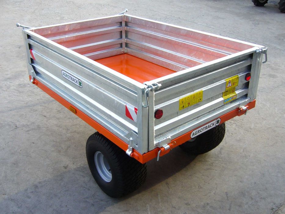 Przyczepa 1T z wywrotem hydraulicznym na tył AGROTRACK traktorkiagropl