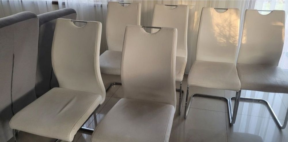 Krzesła 6 szt białe ekoskóra