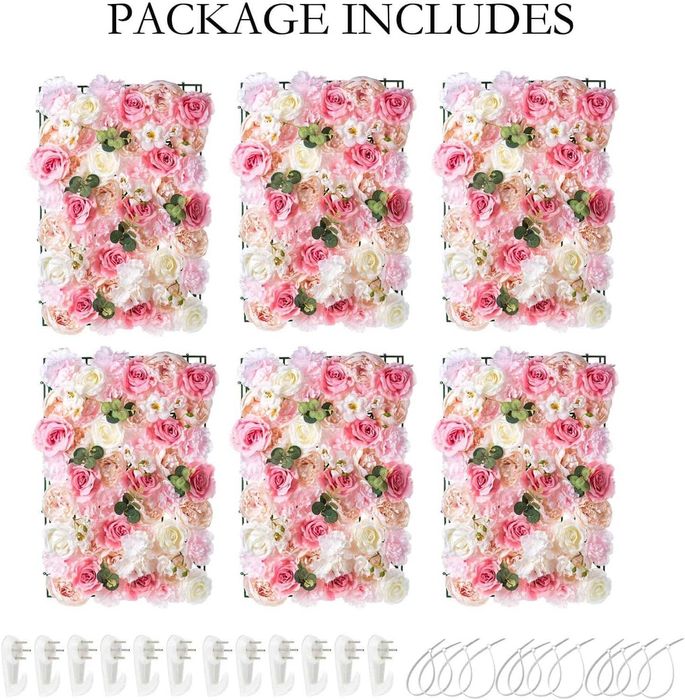 Nowe panele kwiatowe / kompozycja/ dekoracja ślubna/ 6szt / tło !3636!