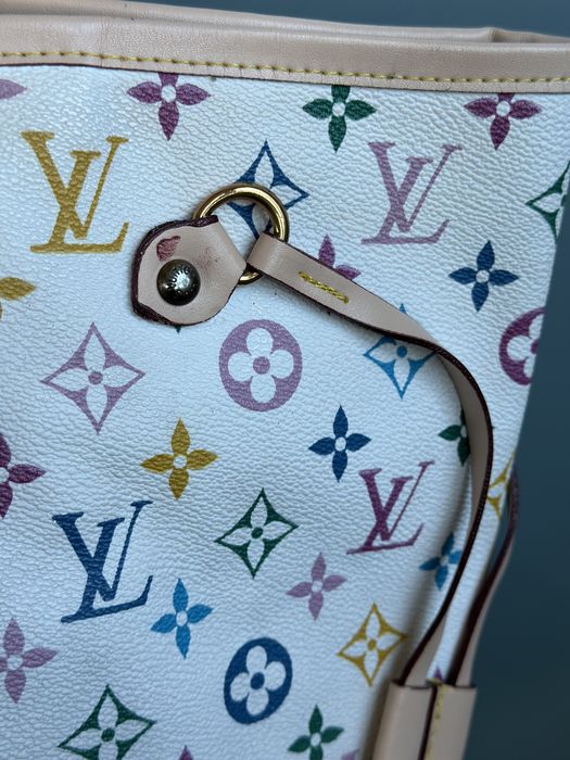 Torba LV biała w kolorowe literki shopper na ramie
