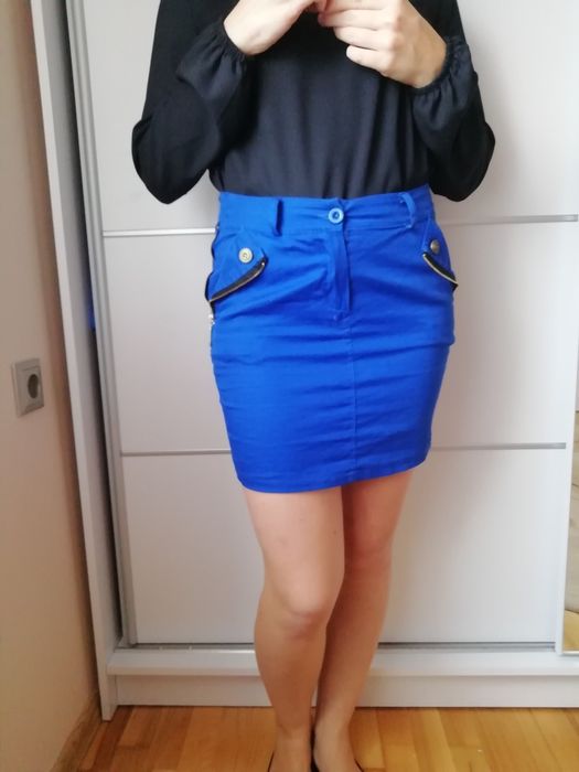 Niebieska dopasowana spódnica s