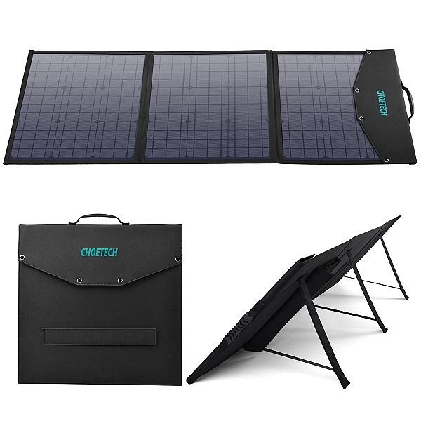 Choetech ładowarka solarna Usb składana 120w Dc, Usb C, 2 x Usb czarna