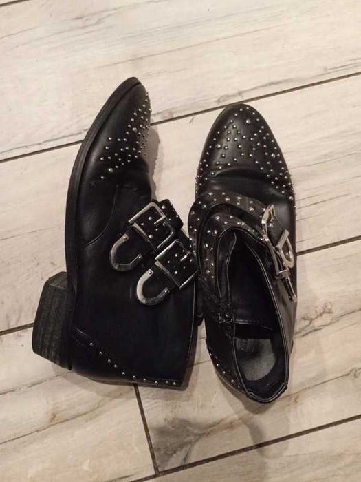 Buty Damskie Czarne Metalowe Rockowe Szpic 36 Pimkie