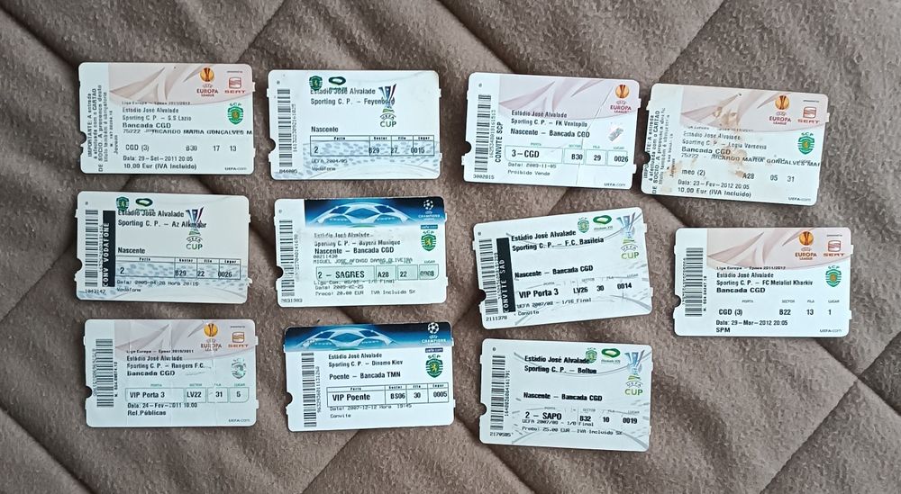40 Bilhetes Futebol Sporting UEFA antigos