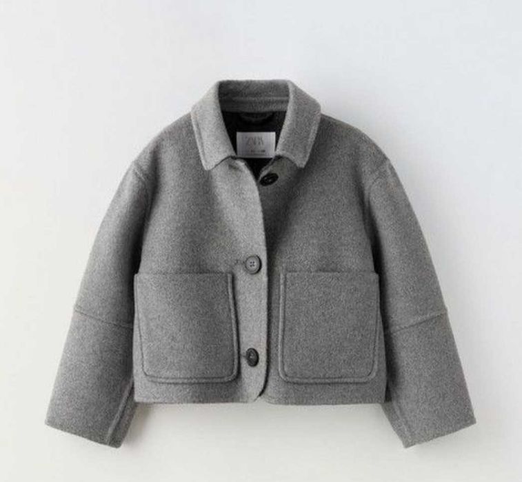 Куртка-кардиган з вовни пальто укорочене zara на ріст 152см