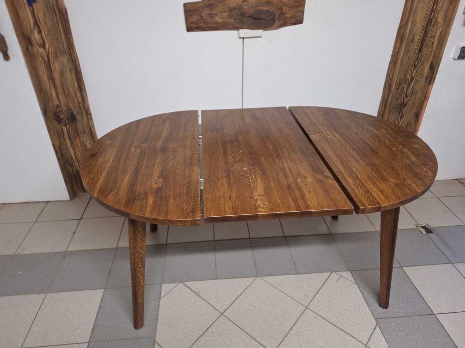 Stół dębowy rozkładany fi 100 rozkładany do 150cm  orzech ( na magazynie)
