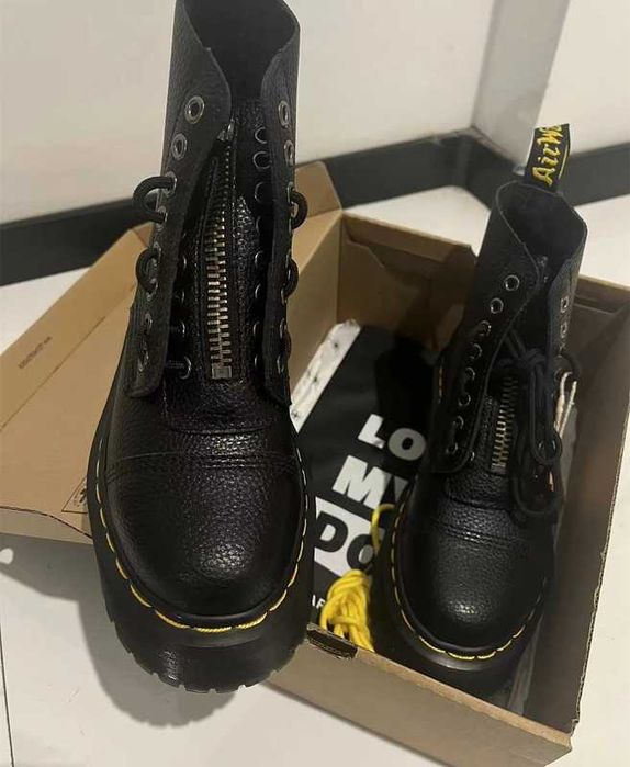 Dr. Martens Sinclair Leather Platform Boots Black Milled Nappa r.38