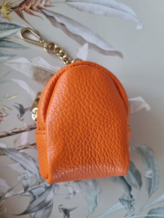 Brelok pomarańczowy damski skóra naturalna
