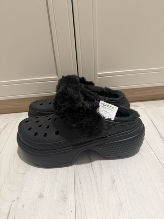 Klapki damskie Crocs Stomp Lined  r. 42-43 11 Nowe Czarne Futerko