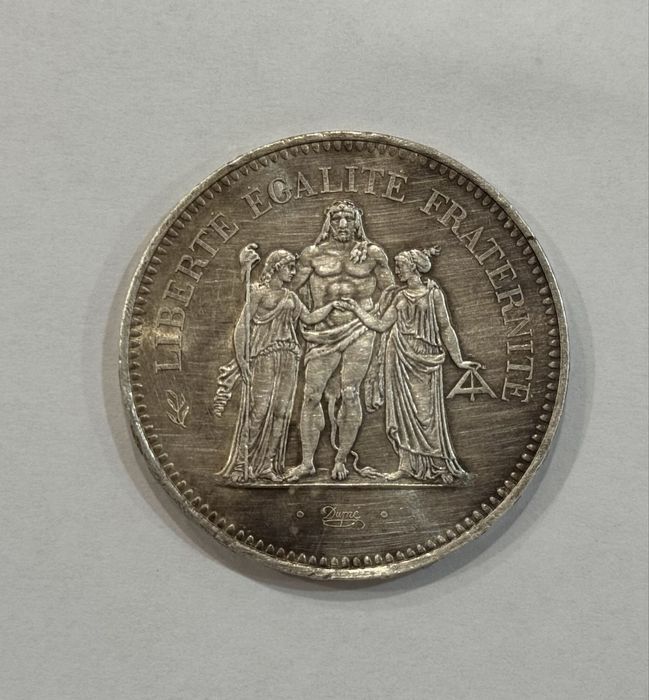 Numismática - Moeda de Prata 50 Francs Hércules (França, 1978)
