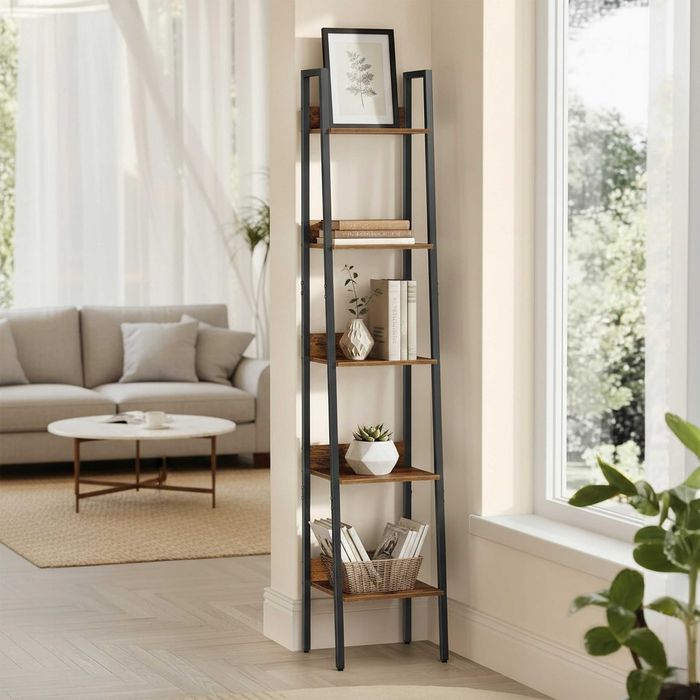 NOWY Regał Na Książki Kwiaty Metalowy Półka Drewniany Regały Wąski Otwarty Czarny Z Półkami 170cm Słupek Loftowy Do Salonu Skręcany Dla Dzieci Wysoki