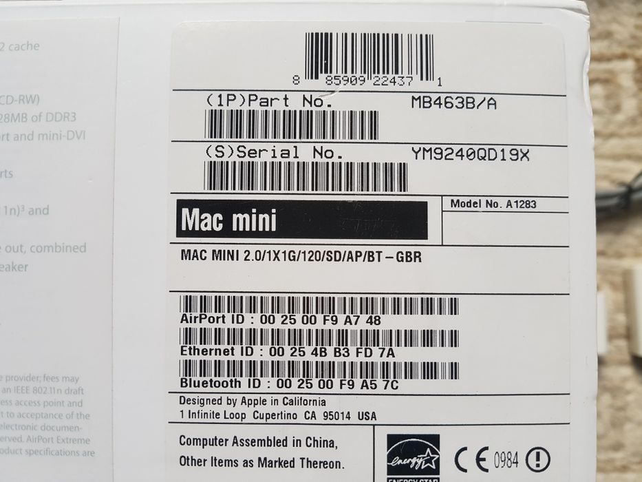 MAC mini2.0/1X1G mod.A1283