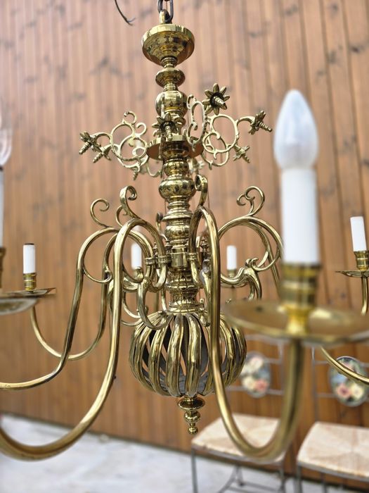 Duży mosiężny żyrandol złoty 100 cm #2248 Stylowy Węgrów