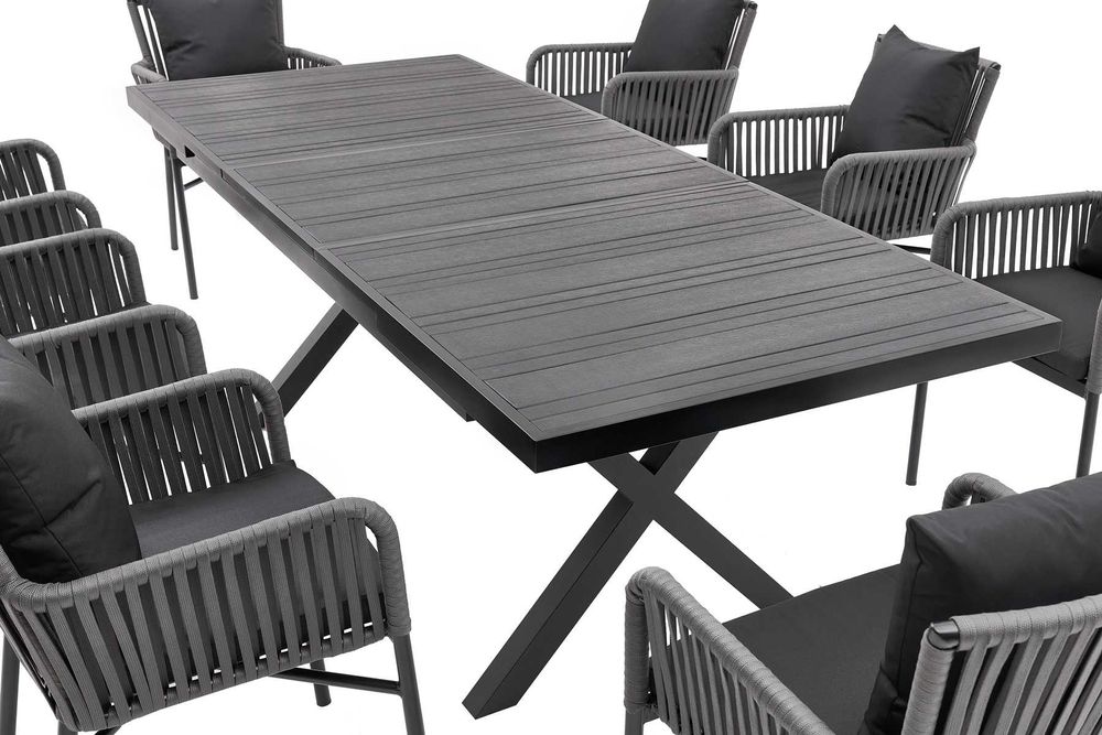 Fotel Krzesło Ogrodowe Sznurek Plecione do Ogrodu Taras Balkon CZARNE