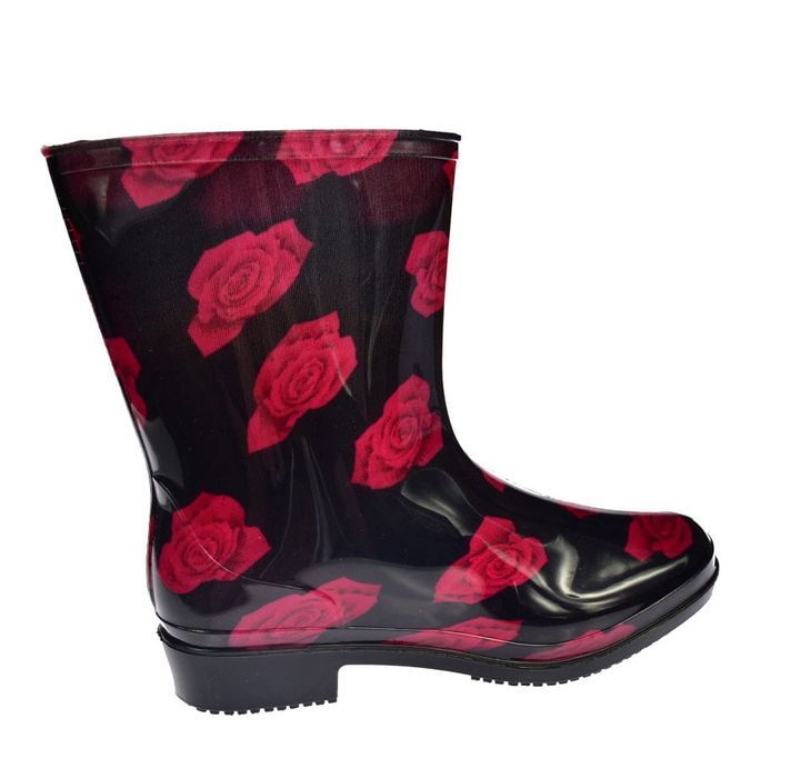 Kalosze damskie gumowce kwiaty ANX-01 Red-1 rozm 39