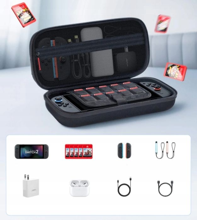 Etui Pokrowiec Futerał Case JSAUX do Nintendo Switch 2 Kieszeń na gry