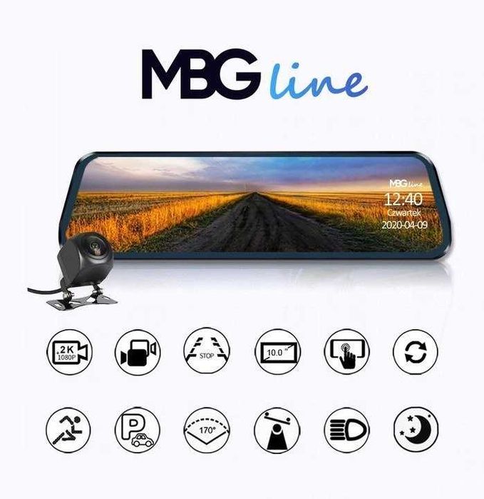 Kamera samochodowa MBG Line HS900 Pro w tylnym lusterku