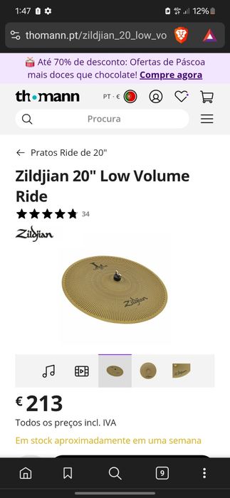 Zildjian L80 Low Volume - Set Completo + Ride 20" (Como Novo)
