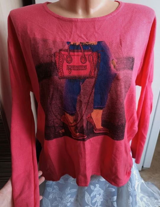 Sweterek oversize nietoperz S M pacha do 76x2 modal milutki  cekiny