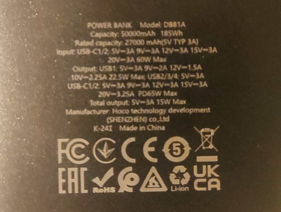 Power bank 50000mAh 65W HOCO DB81A