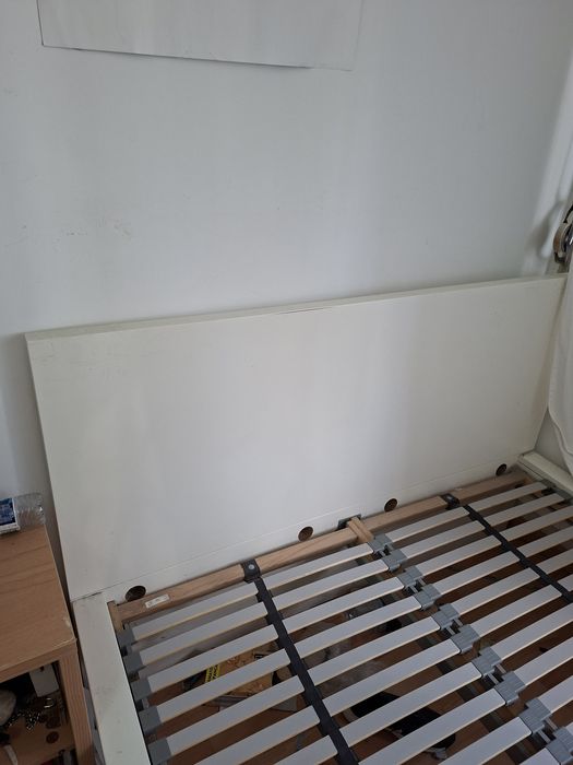 Cama Ikea Branca + estrado + colchao + capa lençol