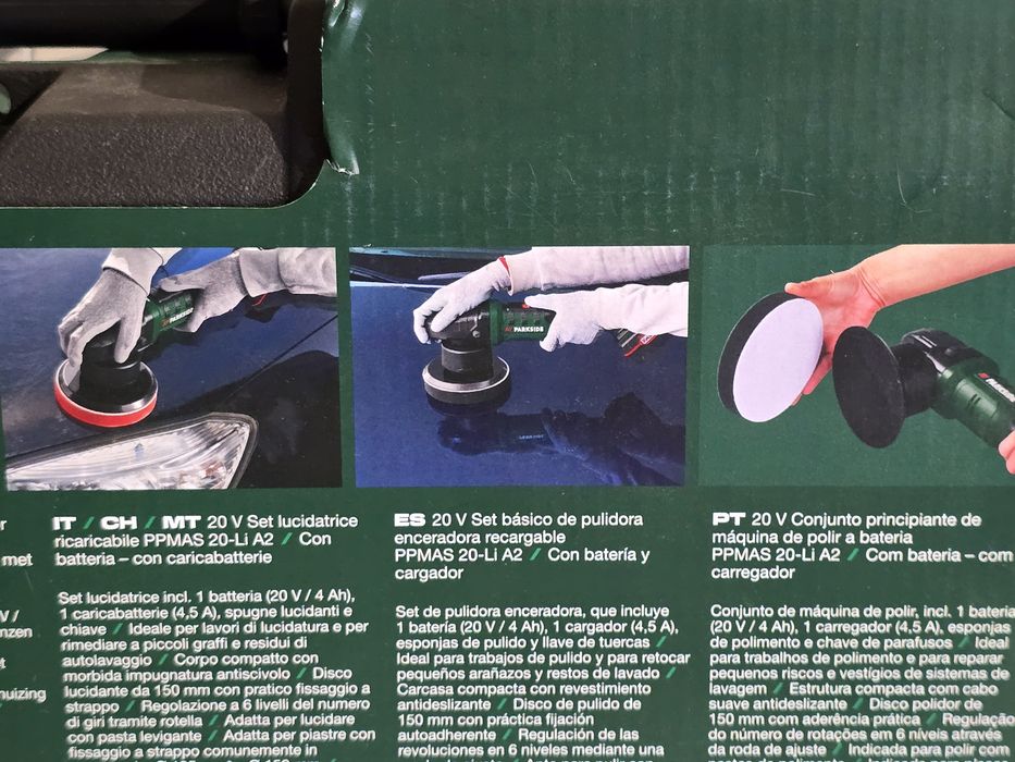 Parkside 20V Polidora sem Fio   Kit Completo