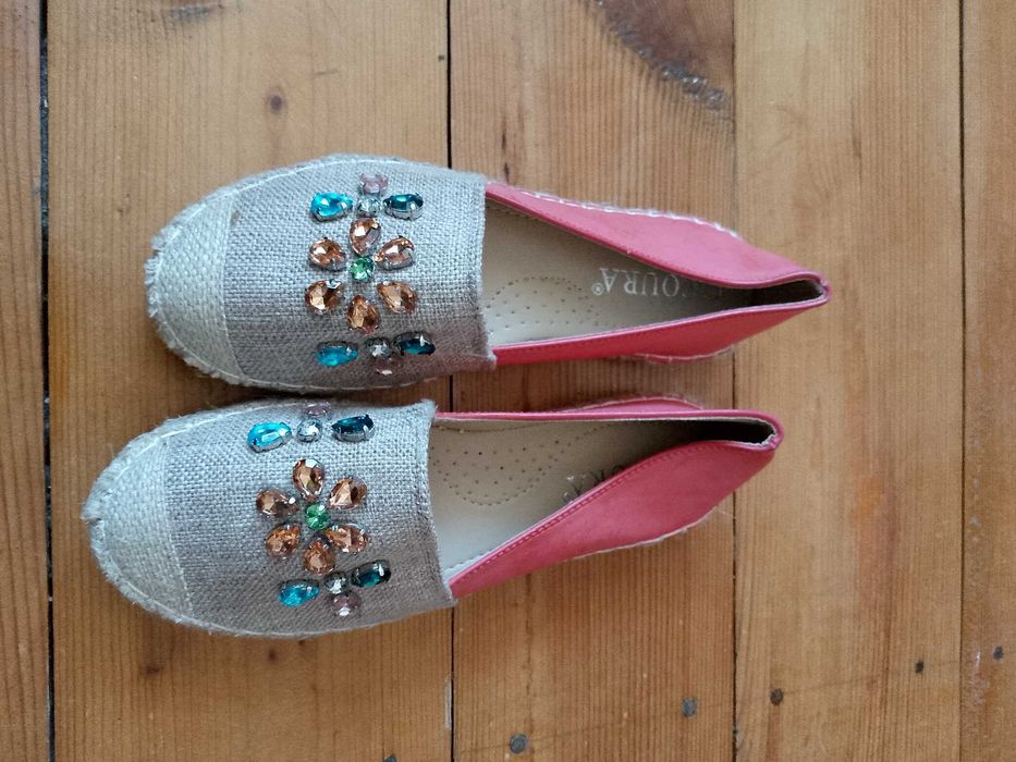 espadrle 38 z kryształkami