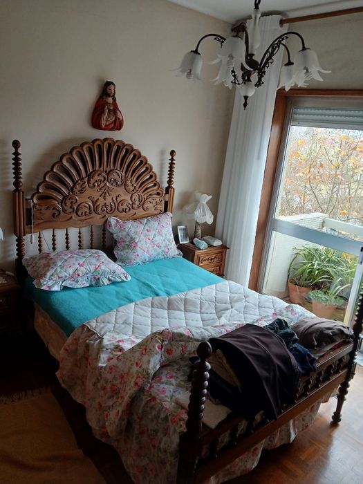 Double bed and bedside tables