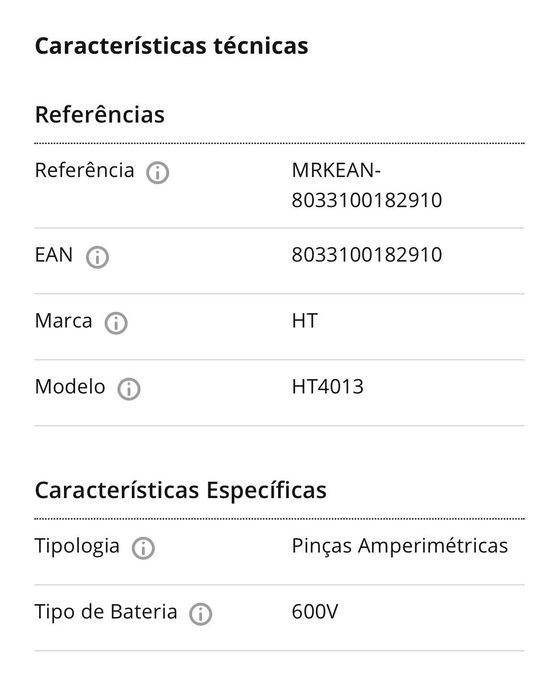 Pinça Amperimétrica HT HT4013