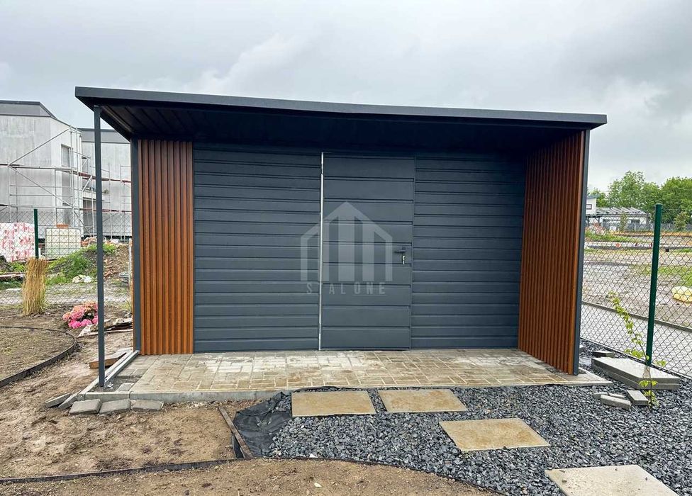 Schowek - domek ogrodowy 4x3m + wiata dach zabudowa lamelami  SO152