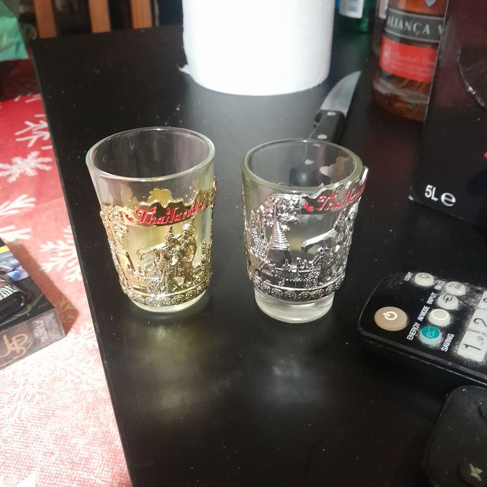 4 copos acamento ouro