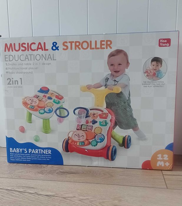Nowy, nieotwierany pchacz/ stolik interaktywny ( koszykówka, pianinko)