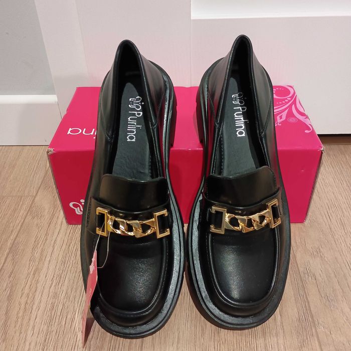 Półbuty mokasyny damskie Black czarne r 39